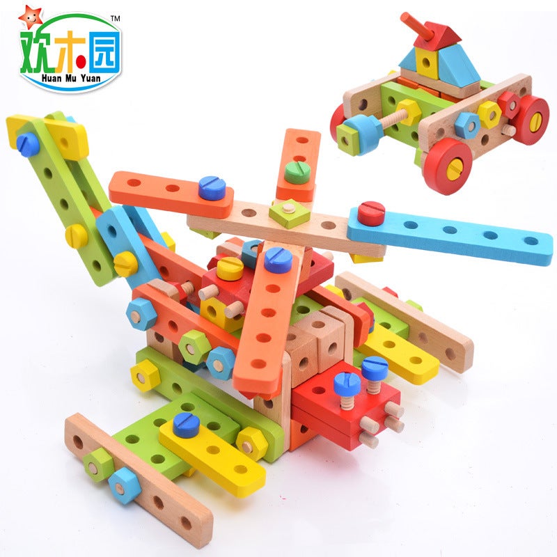 Wooden Diy Variety Nut Repair Toolbox Baby'S Disassembly And Assembled Screw Car Building Blocks And Concentration Toys - Image 1